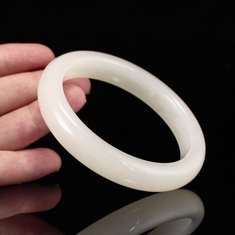 Inside Diameter 57 mm Chinese Natural White Hetian Jade Bracelet