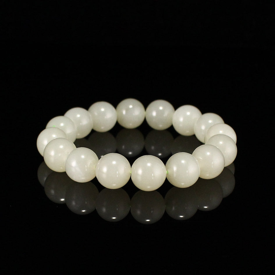 12mm Bead Chinese Natural Hetian Jade Beads Hand Chain