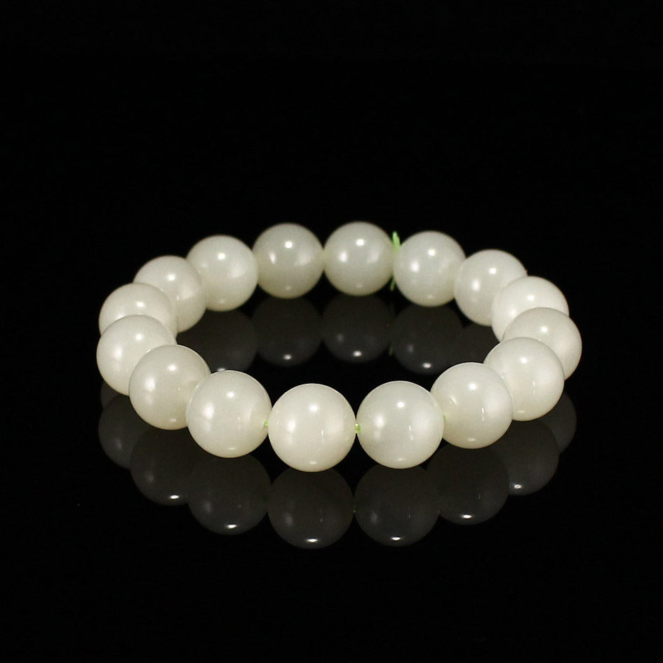 12mm Bead Chinese Natural Hetian Jade Beads Hand Chain