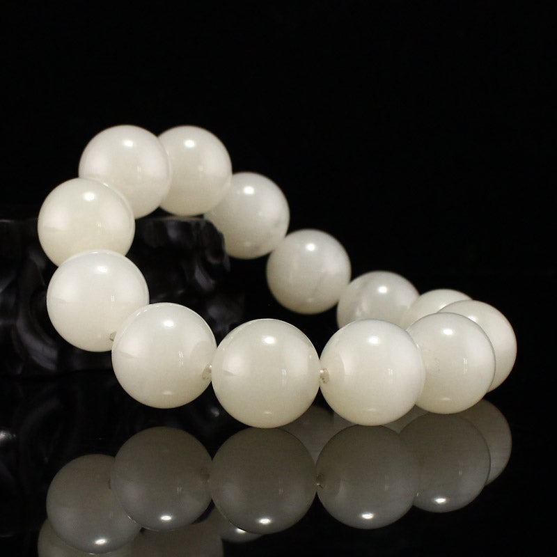 19mm Bead Chinese Natural Hetian Jade Beads Hand Chain