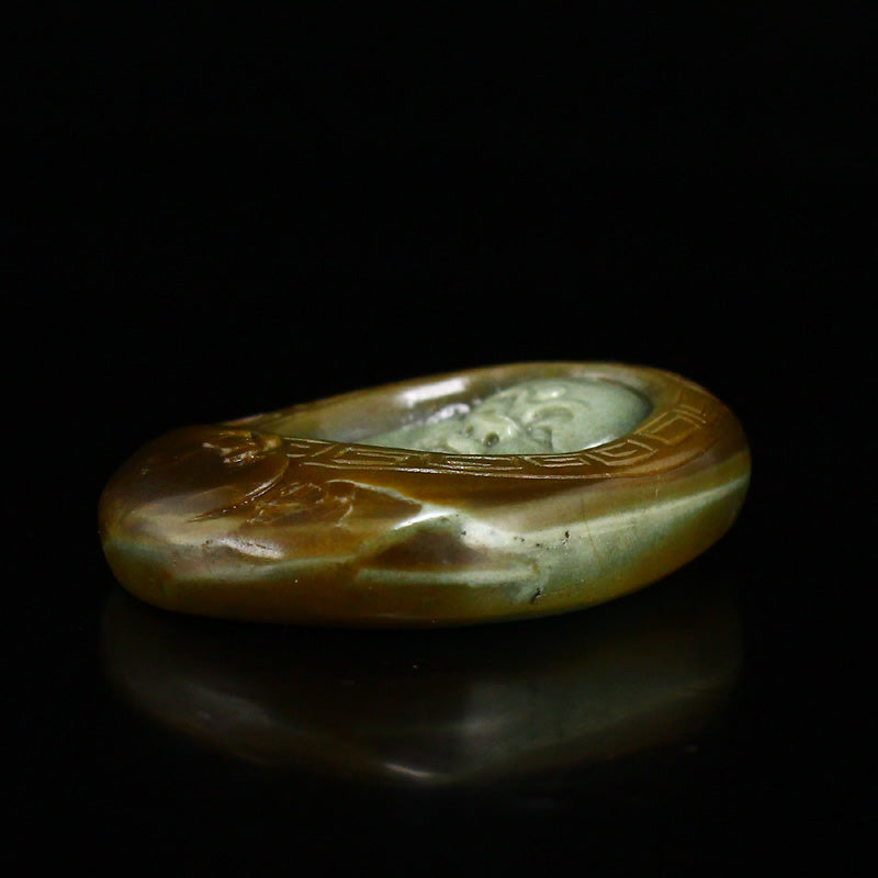 Natural Agate Carved Laughing Buddha Pendant w Certificate