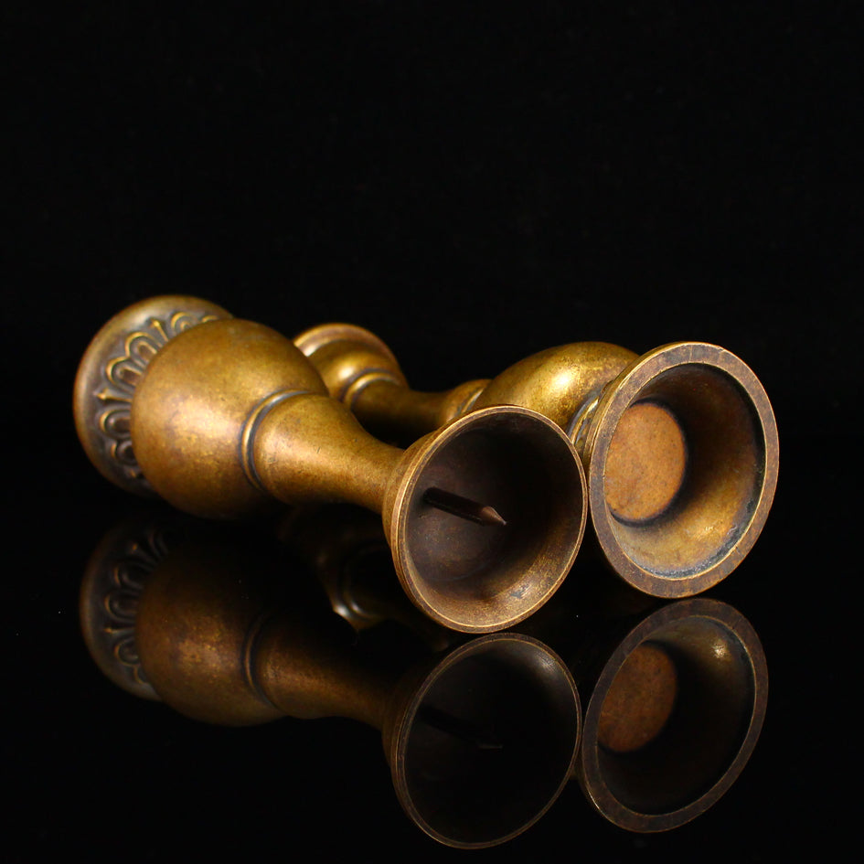 A Pair Vintage Chinese Brass Candlestick