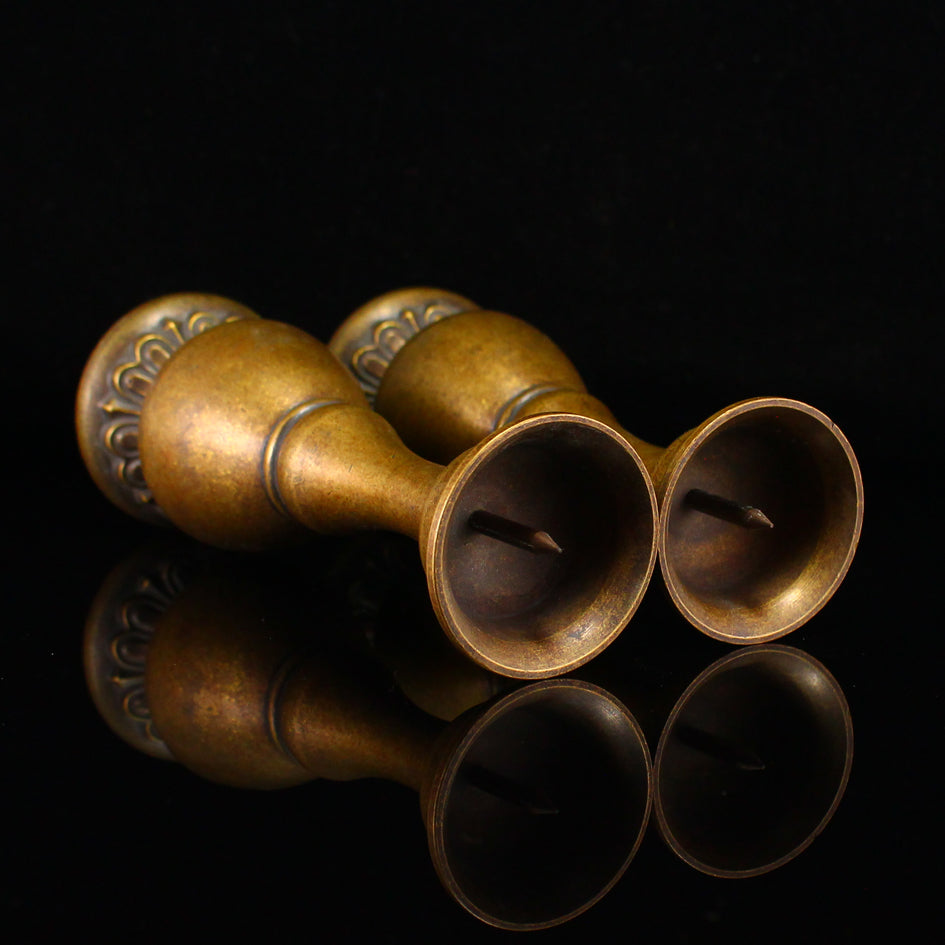 A Pair Vintage Chinese Brass Candlestick