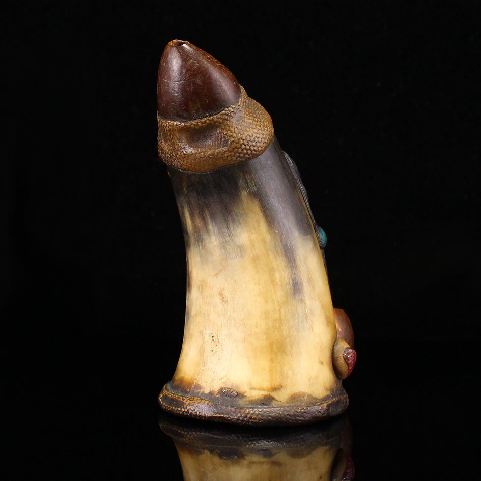 Vintage Native American Ox Horn Statue