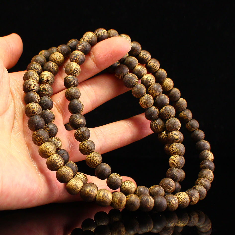 8.7MM Bead Chenxiang Wood Beads Necklace w Box