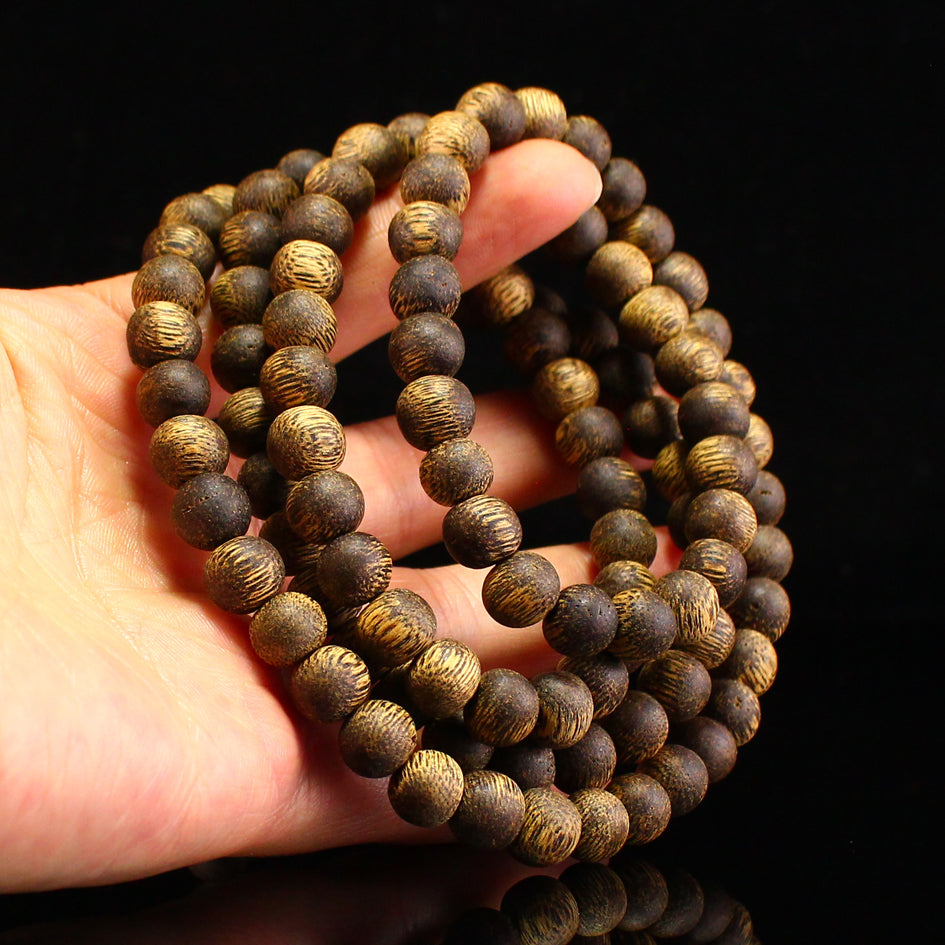 8.7MM Bead Chenxiang Wood Beads Necklace w Box