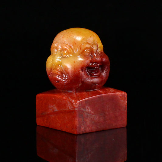 Chinese Shoushan Stone Carved Buddha Head Seal