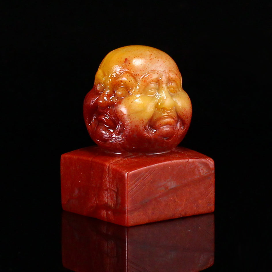 Chinese Shoushan Stone Carved Buddha Head Seal