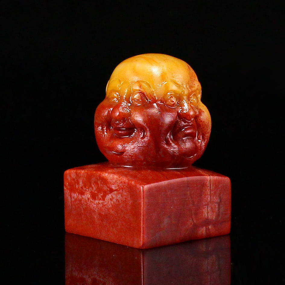 Chinese Shoushan Stone Carved Buddha Head Seal