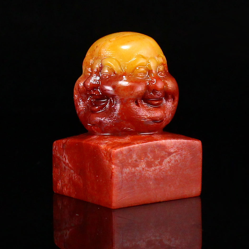 Chinese Shoushan Stone Carved Buddha Head Seal