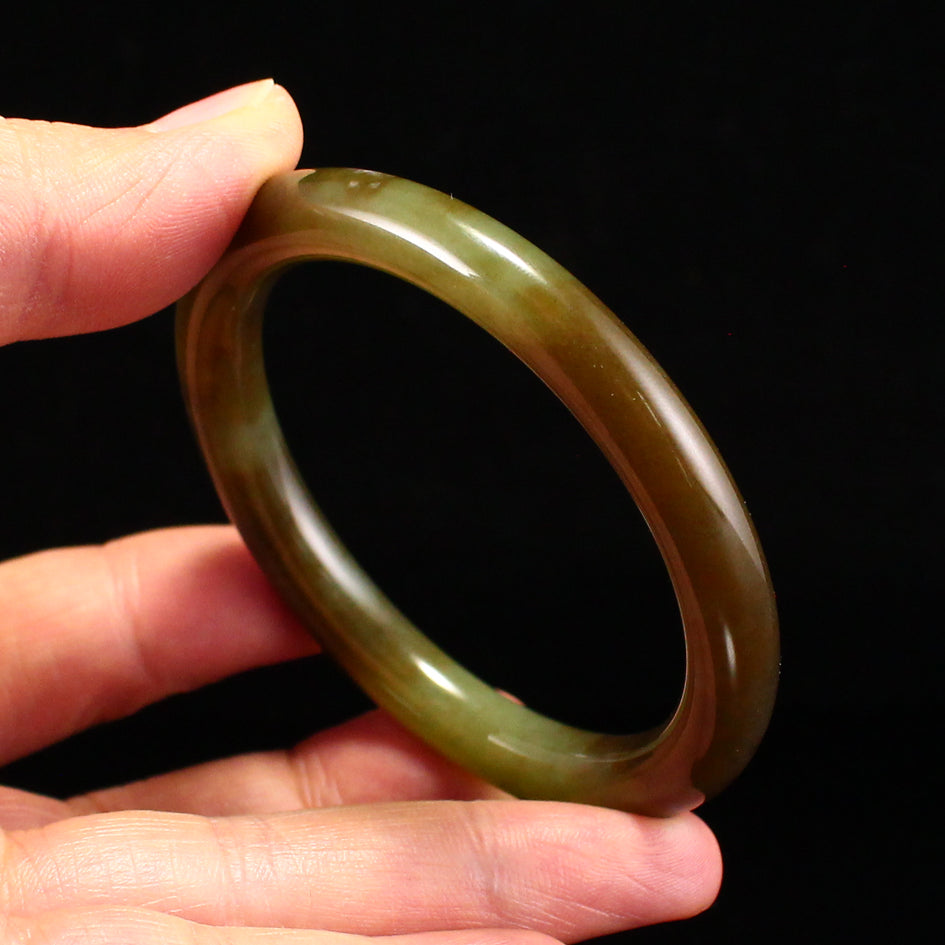 Inside Diameter 51MM Chinese Natural Double Color Hetian Jade Bracelet