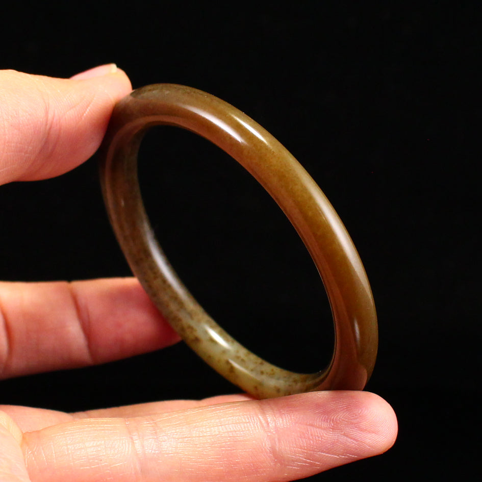 Inside Diameter 52MM Chinese Natural Brown Hetian Jade Bracelet