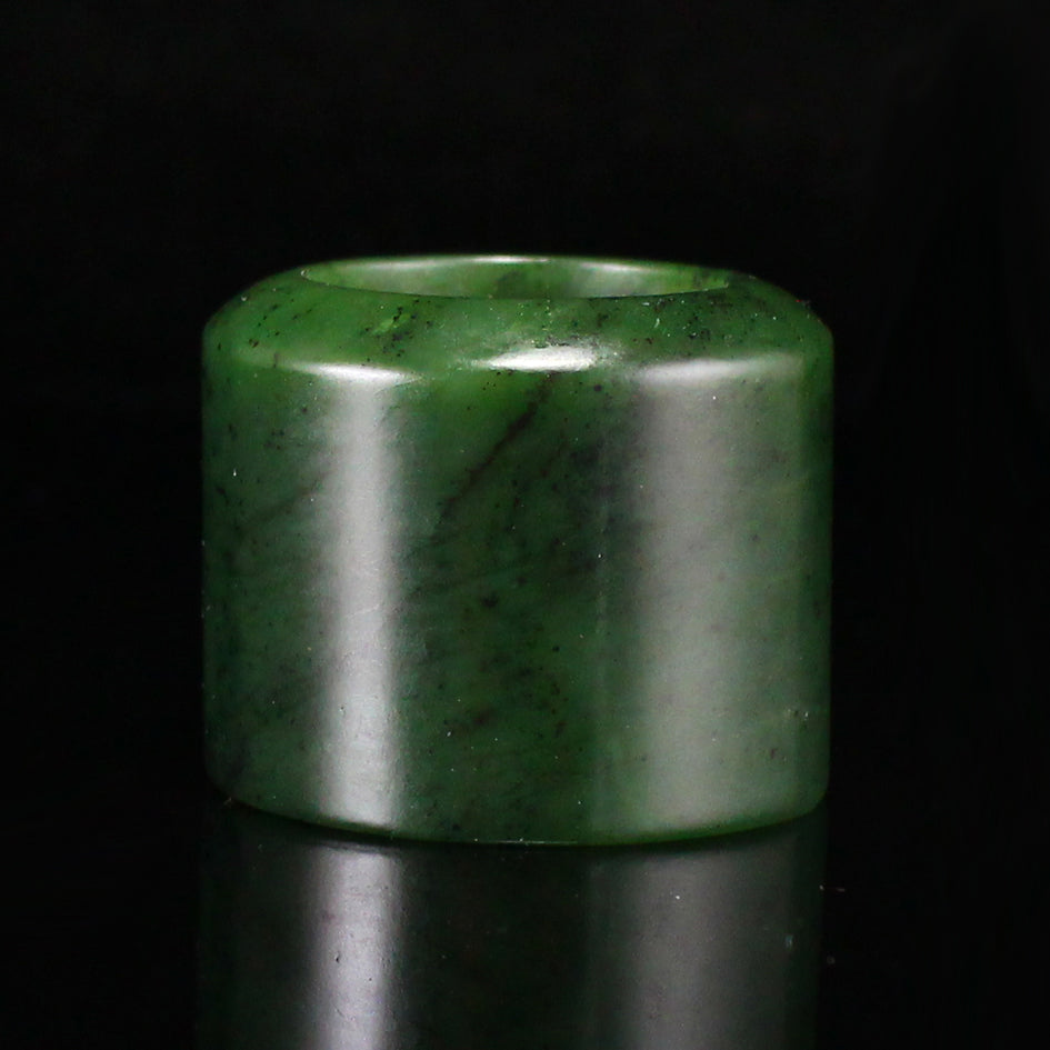 Chinese Natural Green Hetian Jade Thumb Ring