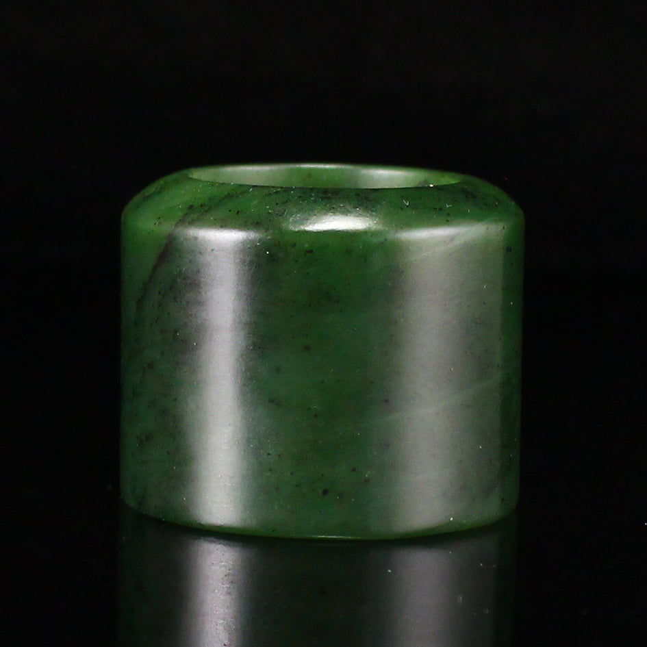 Chinese Natural Green Hetian Jade Thumb Ring