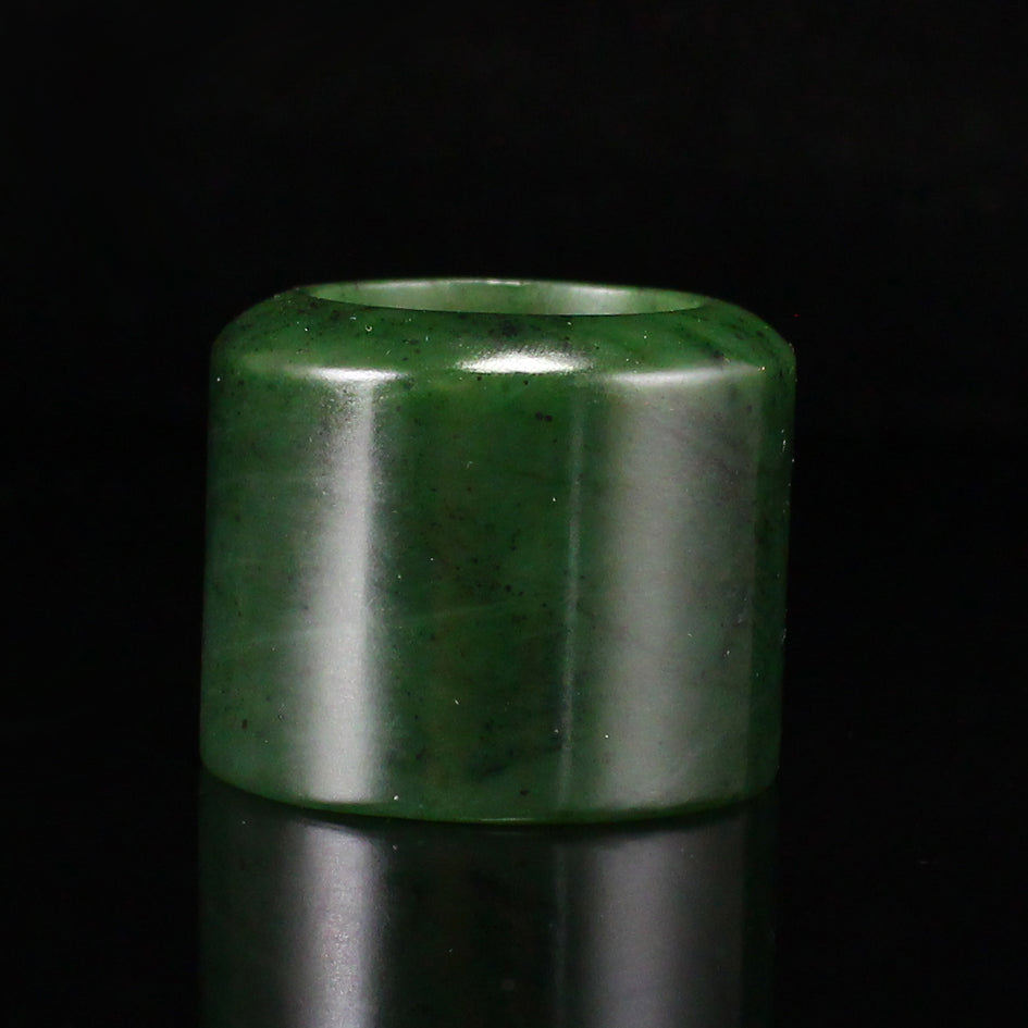 Chinese Natural Green Hetian Jade Thumb Ring