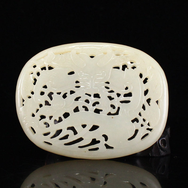 Openwork Jade Carved Fortune Dragon Pendant