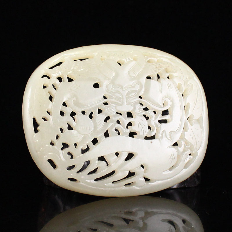 Openwork Jade Carved Fortune Dragon Pendant