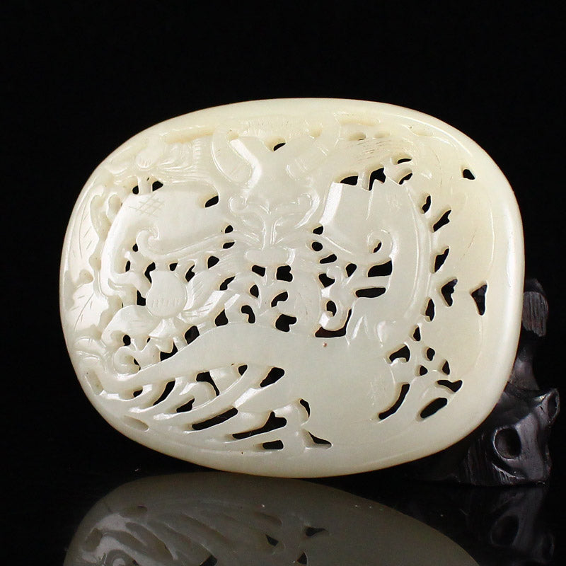 Openwork Jade Carved Fortune Dragon Pendant