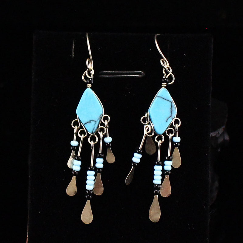 A Pair Silver Inlay Turquoise Earrings