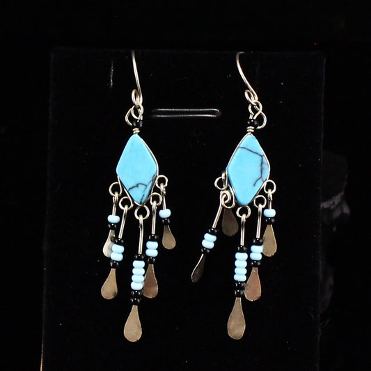 A Pair Silver Inlay Turquoise Earrings