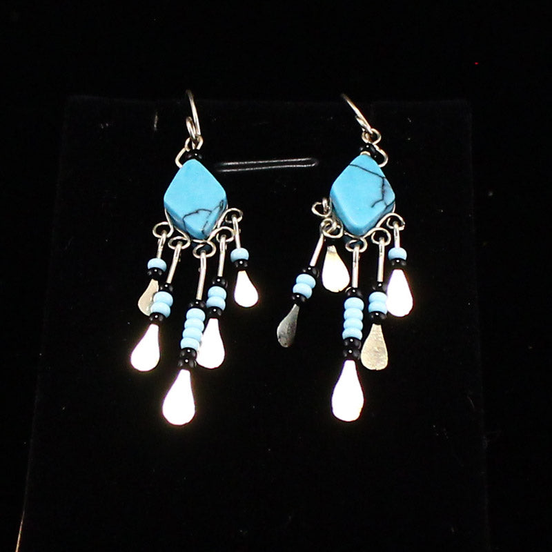 A Pair Silver Inlay Turquoise Earrings