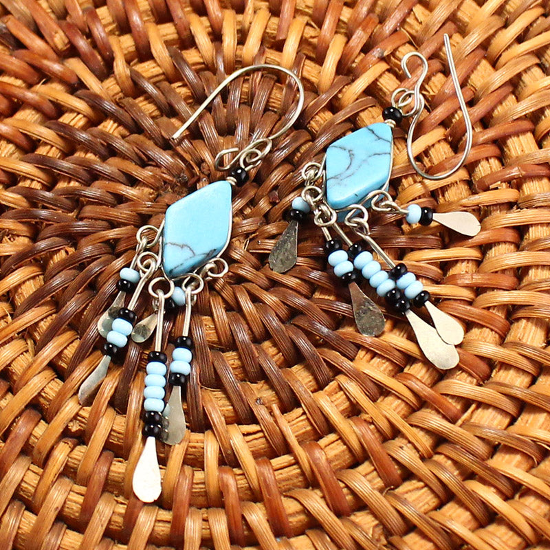 A Pair Silver Inlay Turquoise Earrings