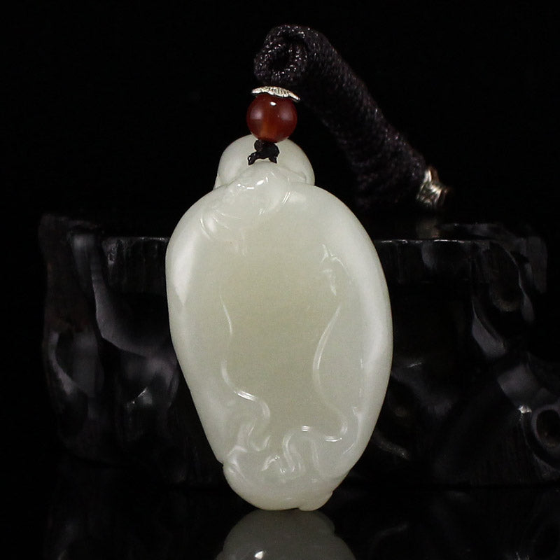 Natural Jade Carved Laughing Buddha Pendant