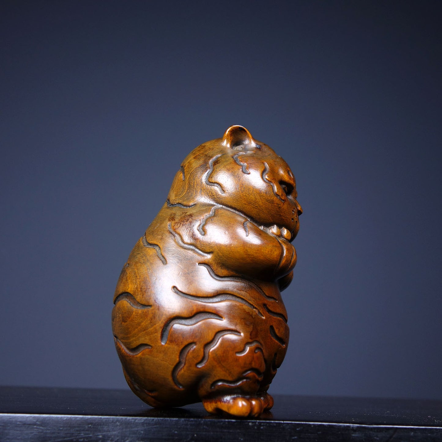 Boxwood Wood Carved Tiger Statue