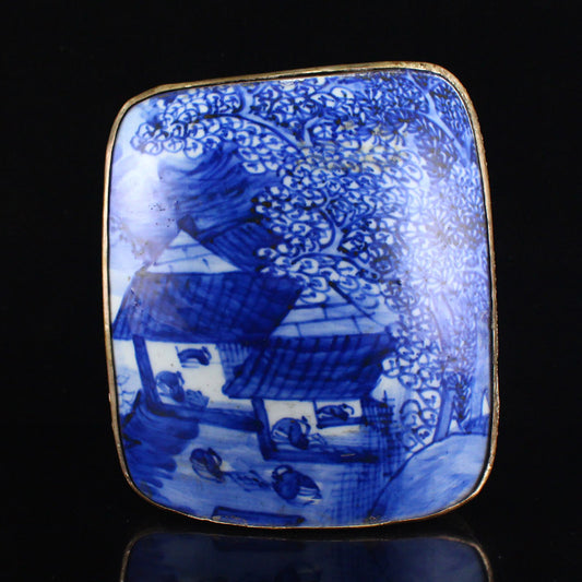 Silver Inlay Blue And White Porcelain Box