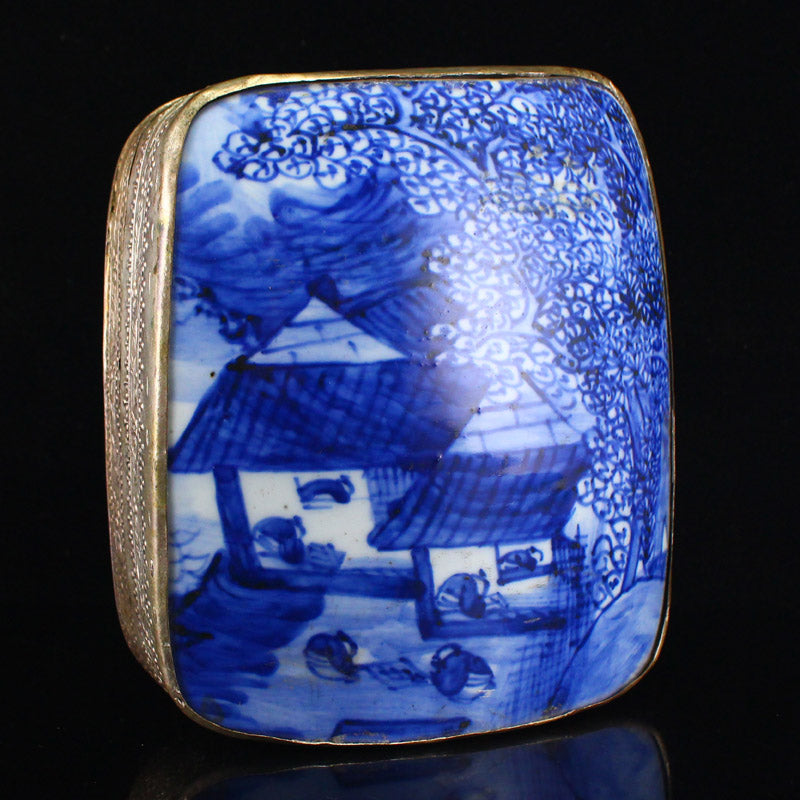 Silver Inlay Blue And White Porcelain Box