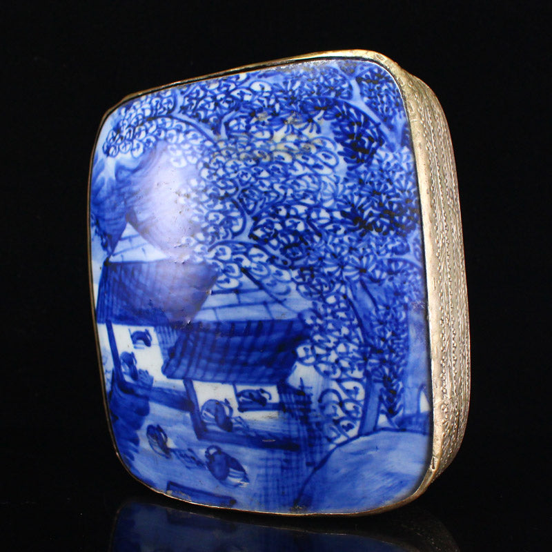 Silver Inlay Blue And White Porcelain Box