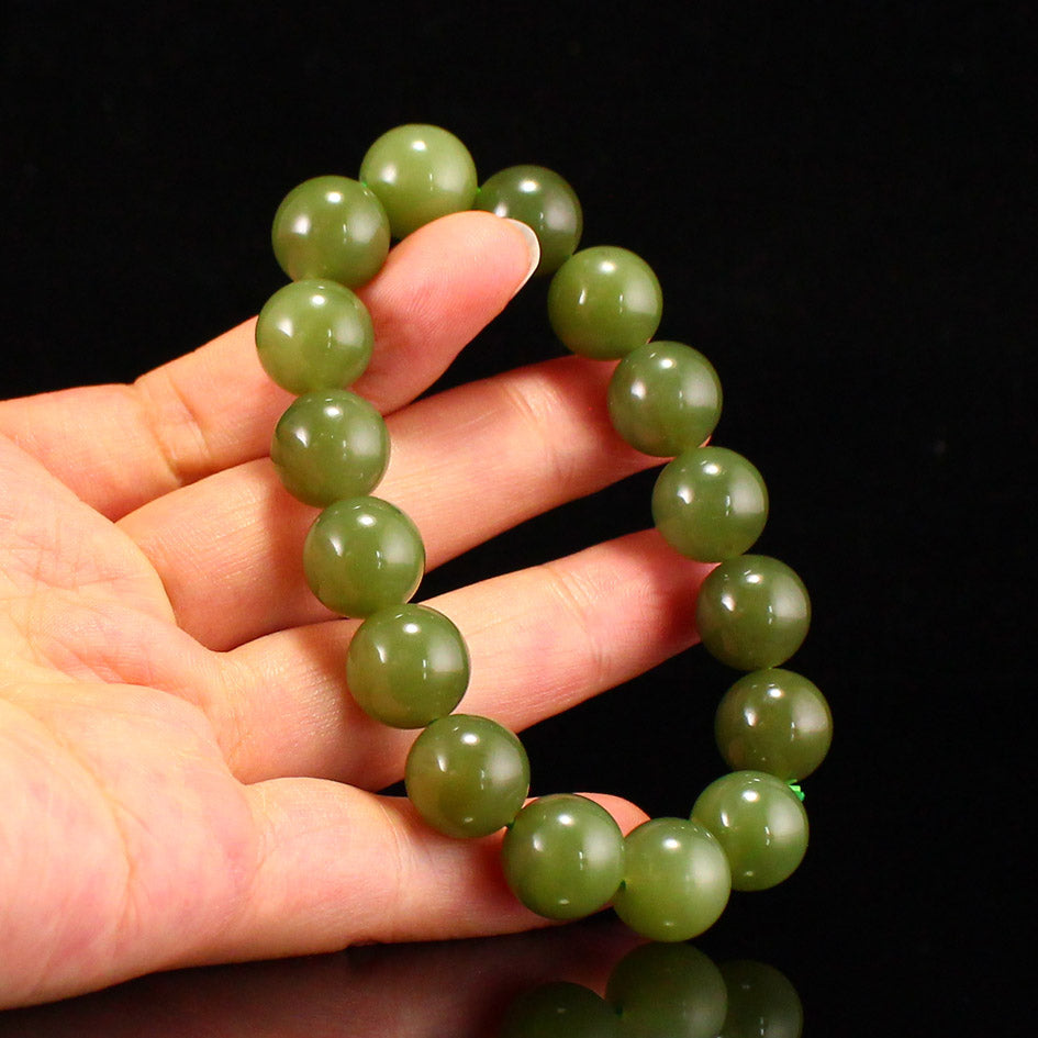 12MM Bead Green Jade Beads Bracelet