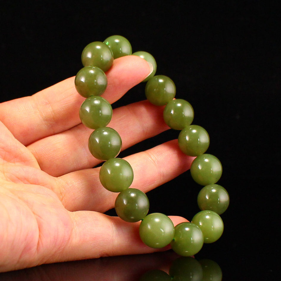 12MM Bead Green Jade Beads Bracelet