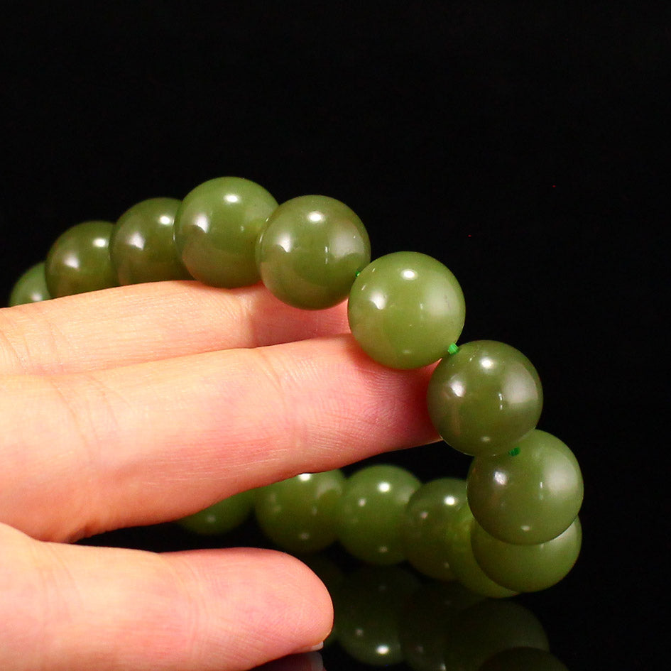 12MM Bead Green Jade Beads Bracelet