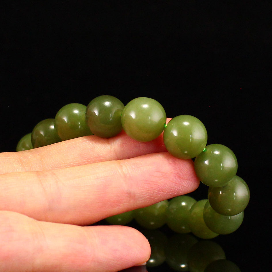 12MM Bead Green Jade Beads Bracelet