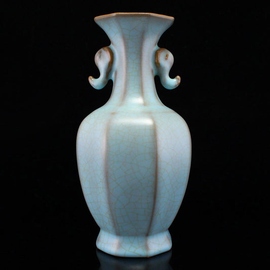 Chinese Ru Kiln Blue Glaze Double Ears Porcelain Vase