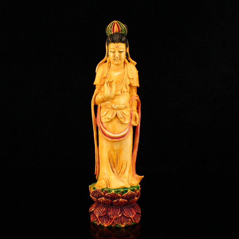 Old Bone Carved Kwan-yin Statue