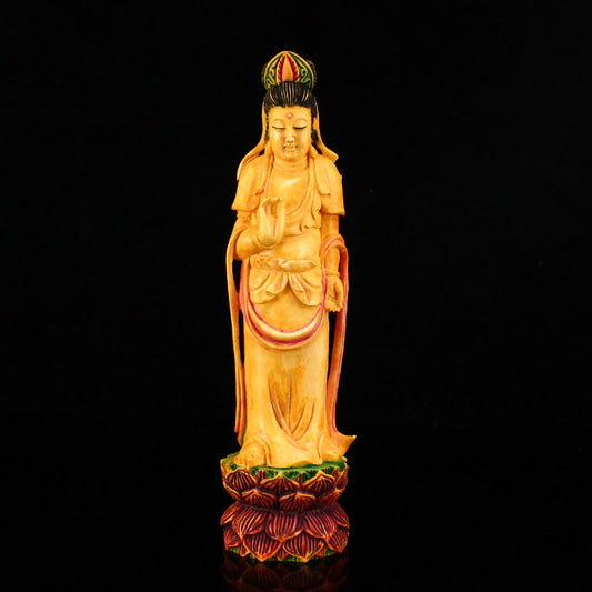 Old Bone Carved Kwan-yin Statue