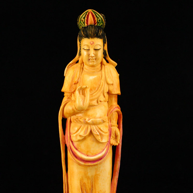 Old Bone Carved Kwan-yin Statue