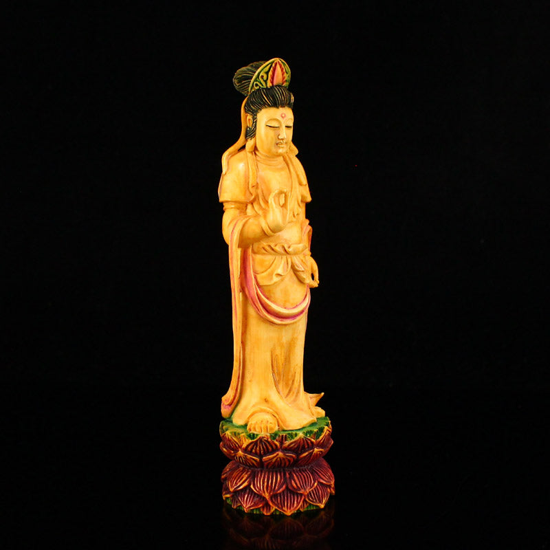 Old Bone Carved Kwan-yin Statue