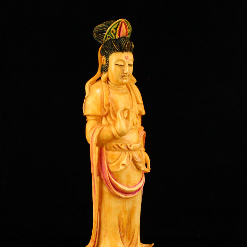 Old Bone Carved Kwan-yin Statue