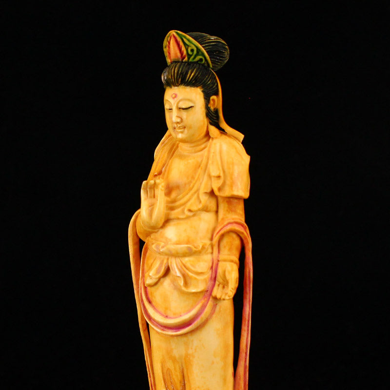 Old Bone Carved Kwan-yin Statue