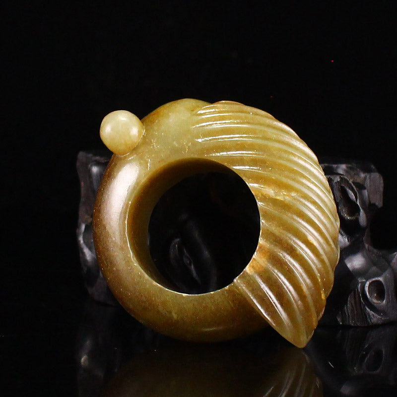 Old Jade Carved Cicada Thumb Ring