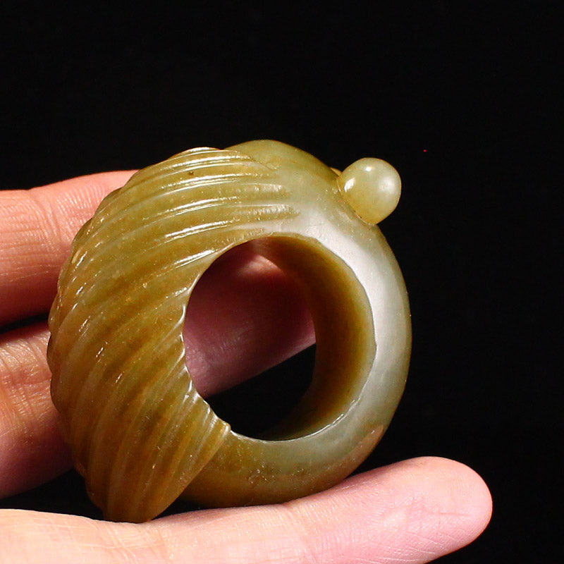 Old Jade Carved Cicada Thumb Ring