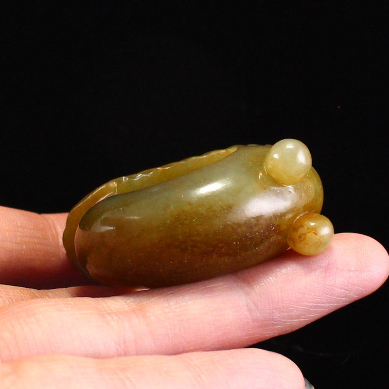 Old Jade Carved Cicada Thumb Ring