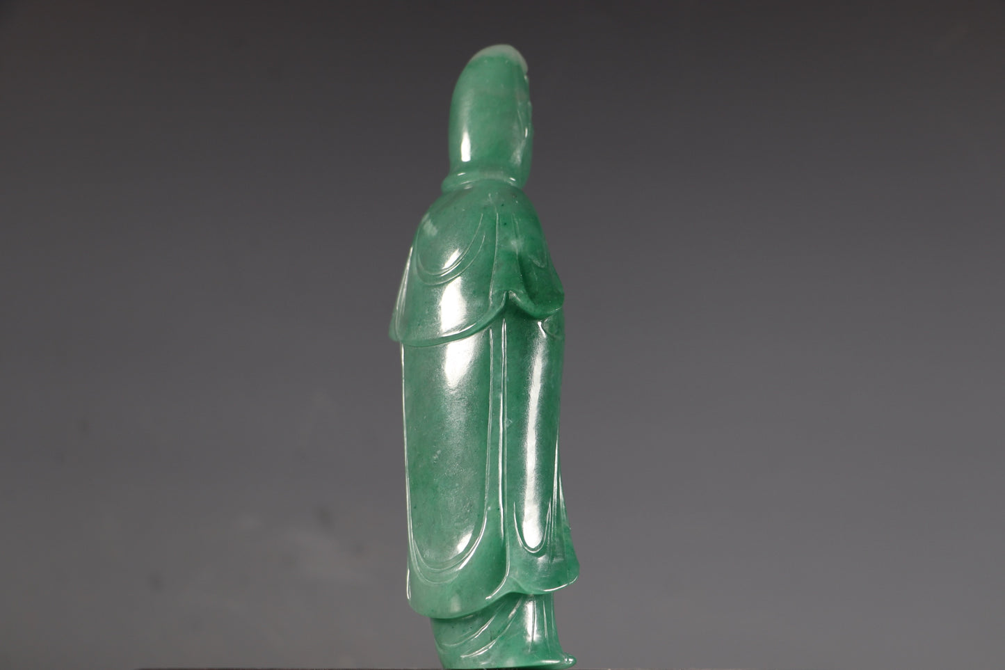 A0032 Superb Green Jadeite Kwan-yin Statue