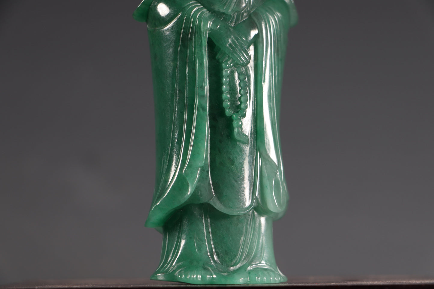 A0032 Superb Green Jadeite Kwan-yin Statue