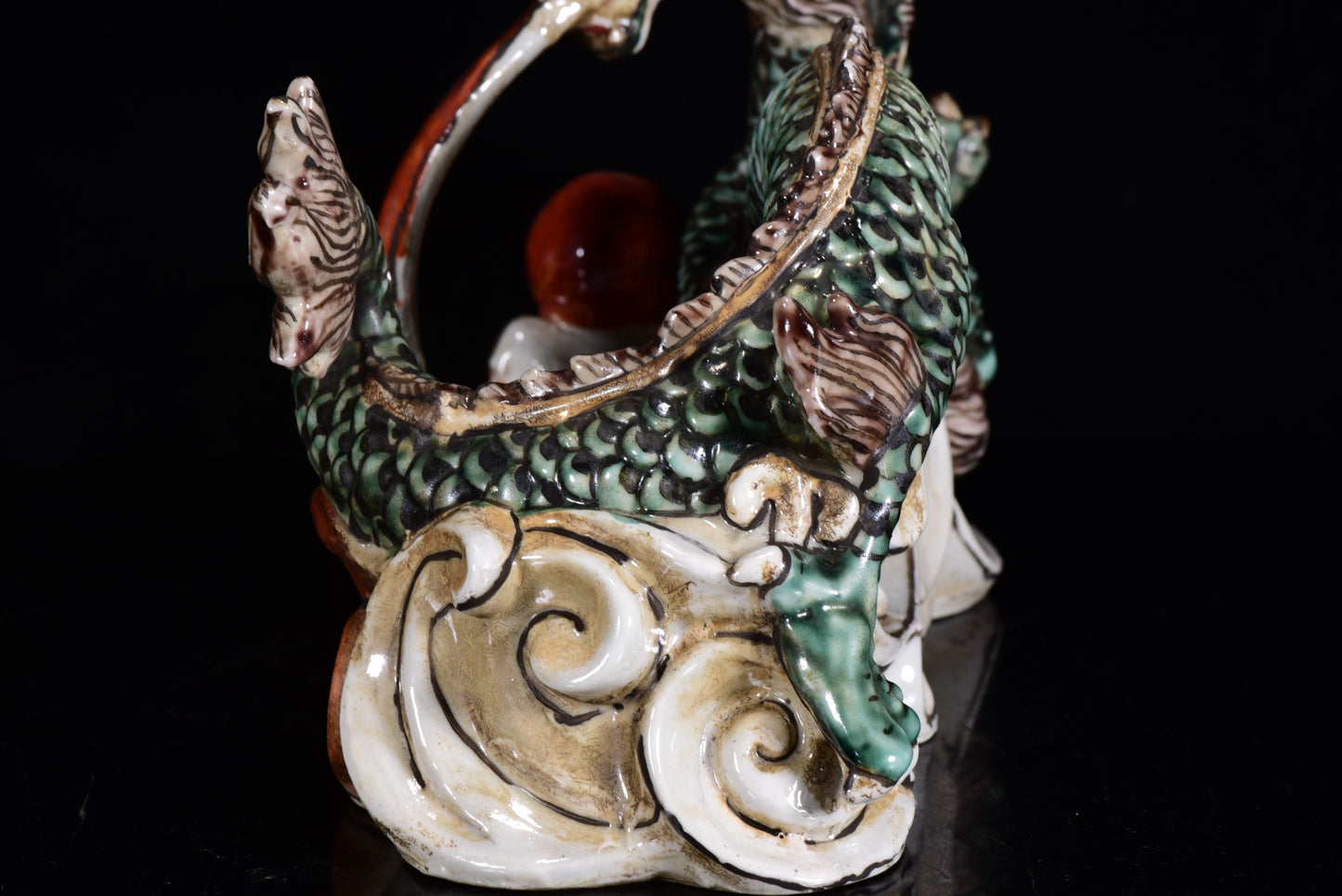 A0033 Old Chinese Famille Rose Fortune Dragon Porcelain Statue