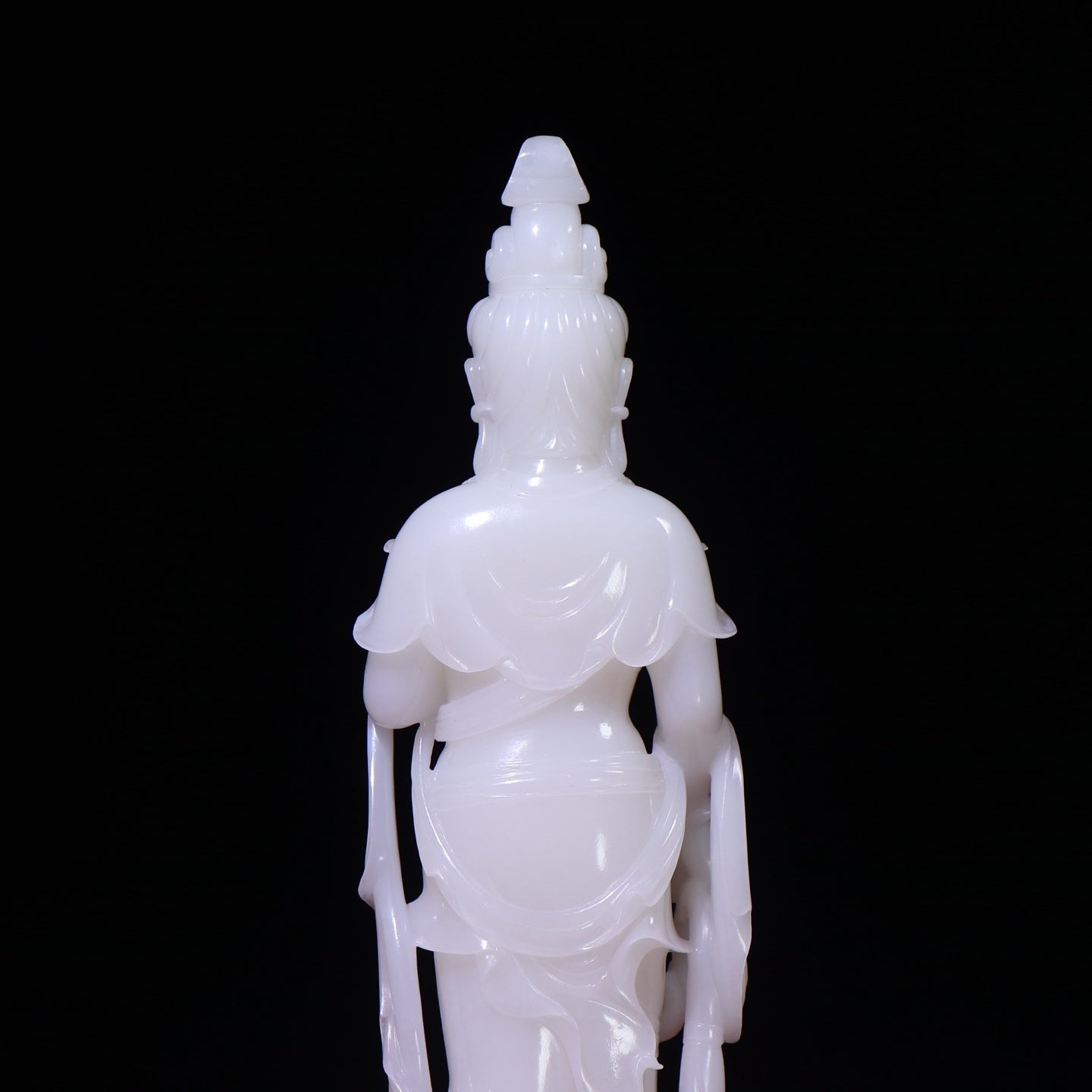 A0050 High Quality Chinese Qing Dynasty White Hetian Jade Carved Kwan-yin Statue