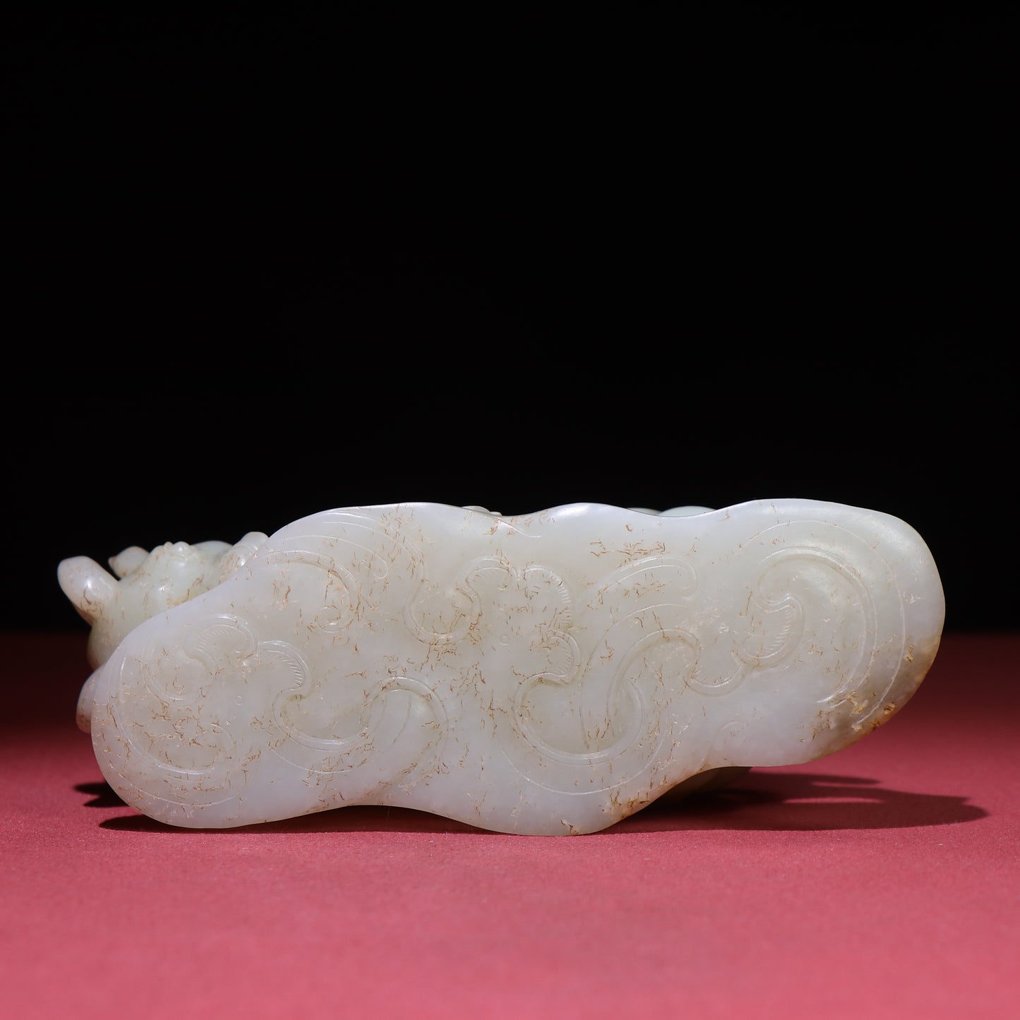 A0052 Vintage Chinese Han Dynasty White Hetian Jade Carved Fortune Ox Statue